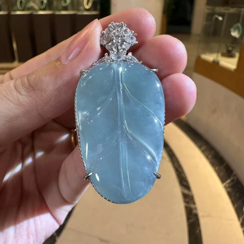 天然A货翡翠SW14叶子吊坠多样性发一