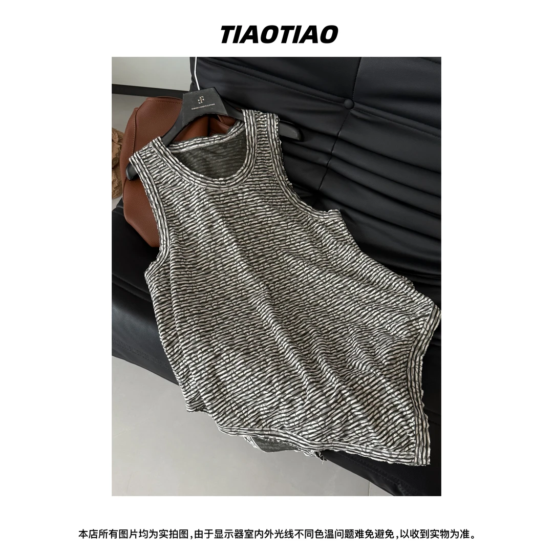 TIAOTIAO‘春季新款’叠穿效果撞色小众百搭马夹设计提花针织马甲