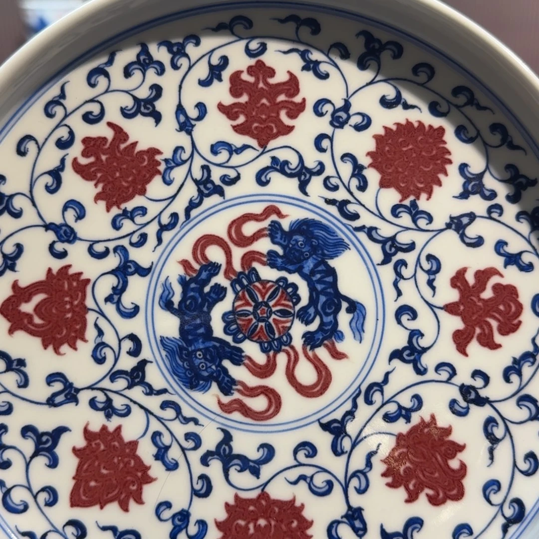 发***发缠枝莲釉里红壶承壶承