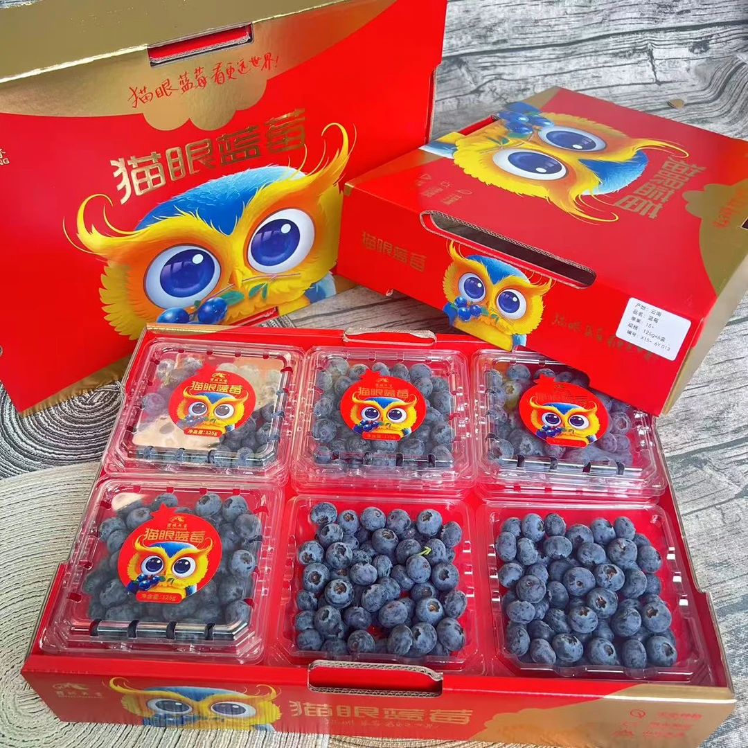 【乐鲜果园】西域天香猫眼云南蓝莓原箱6盒750g礼盒装年货礼品