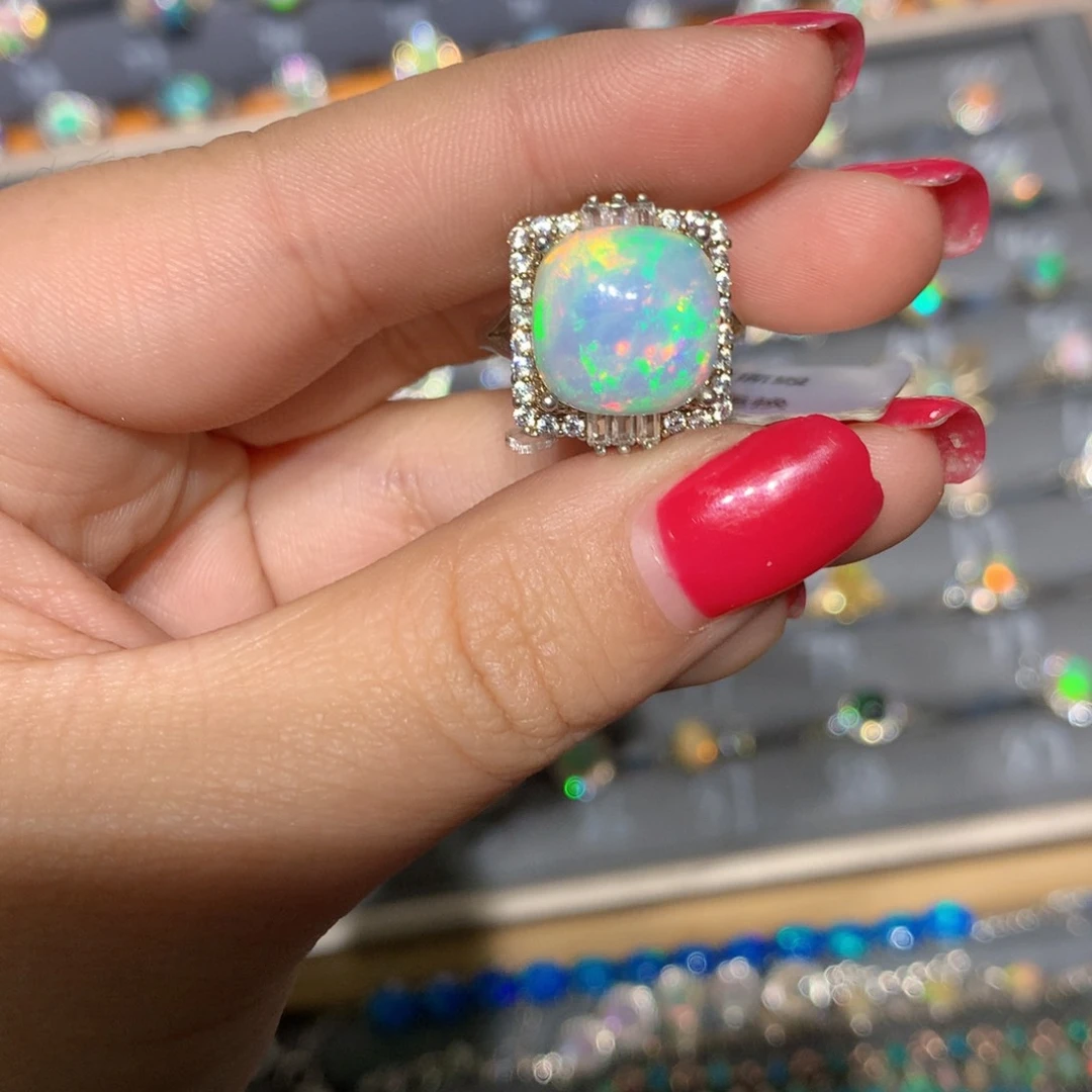 银S925镶嵌欧泊欧泊戒指l