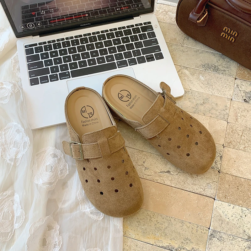 2025夏季新款洛丽塔风一脚蹬包头半拖鞋女懒人休闲百搭舒适拖鞋