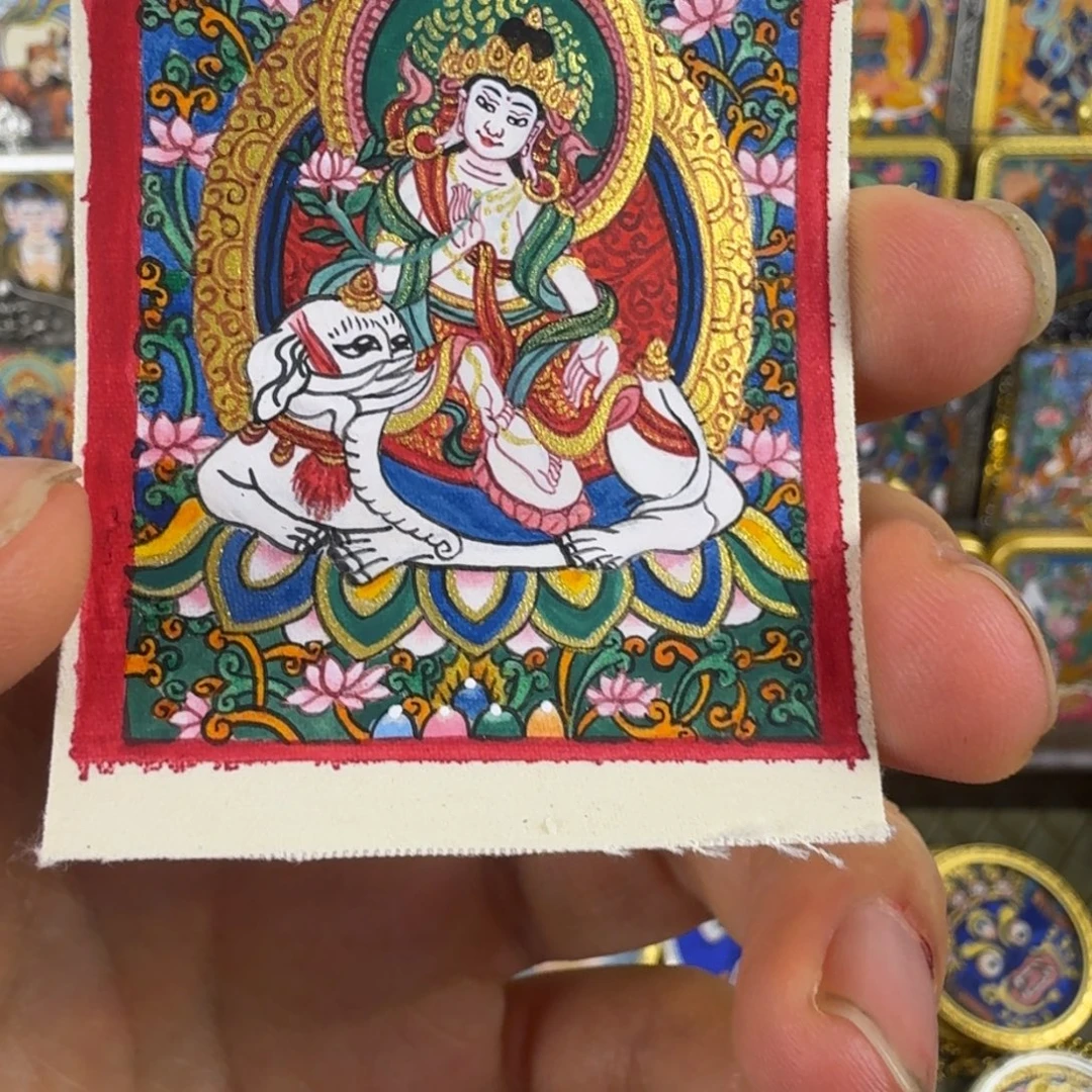 吊坠纯手绘普贤菩萨唐卡