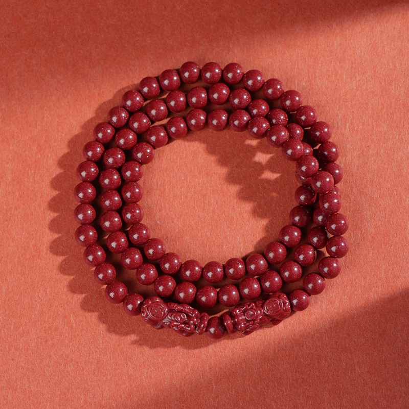 含辰砂工艺品含辰砂工艺品2025蛇年朱砂双貔貅三圈紫金砂