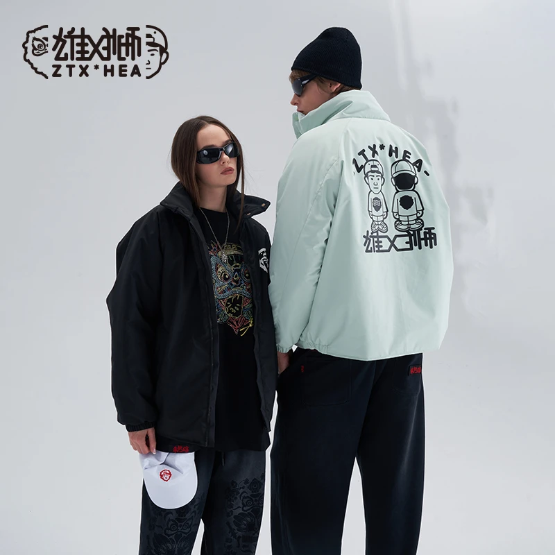 朱铁雄 x HEA联名款国潮醒狮印花面包服秋冬保暖男女同款棉服外套