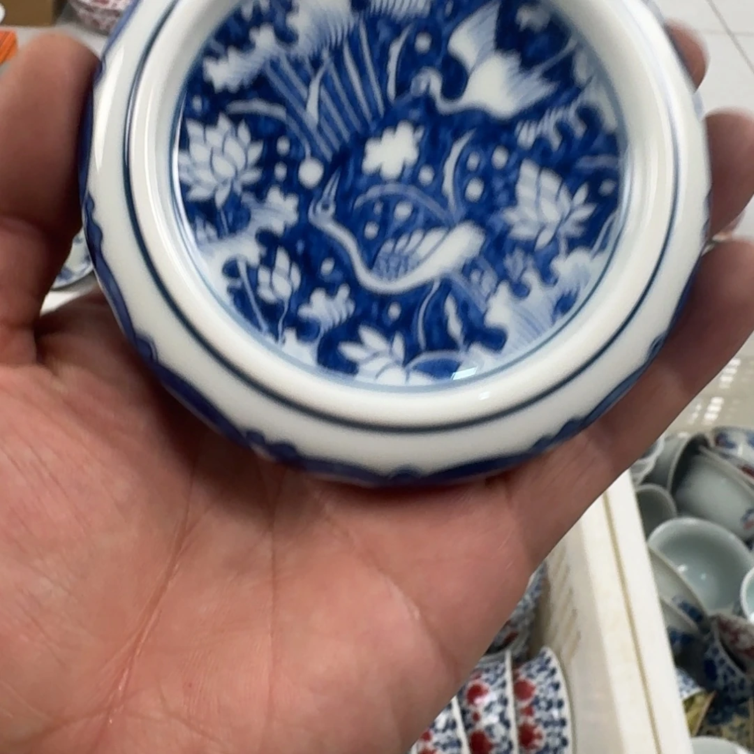摆件青花一路连科盖置