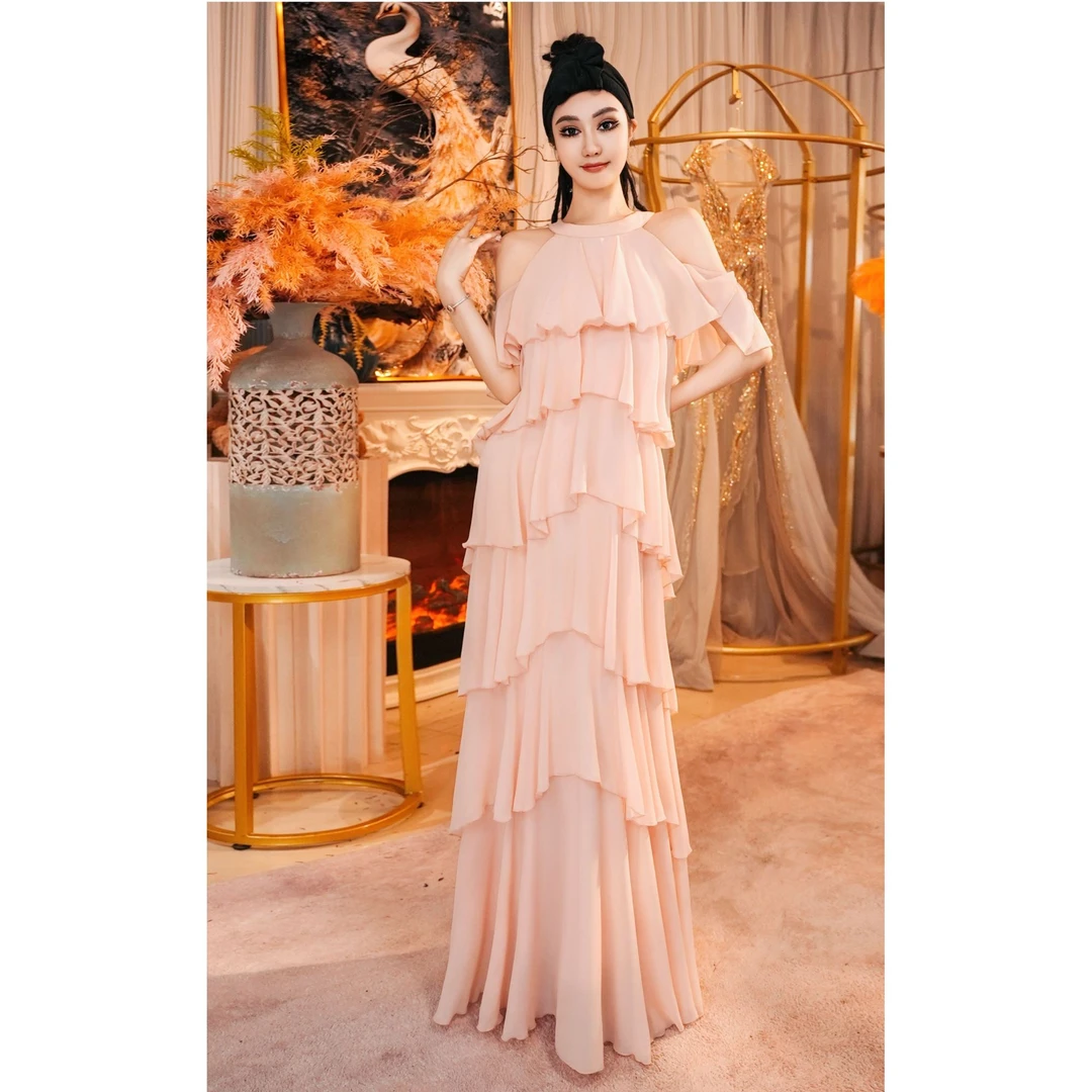 【星姐推荐】星原创高级定制【粉珊瑚】设计师轻奢名媛优雅礼服裙