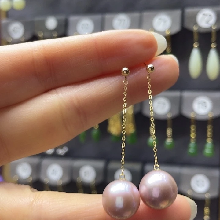 淡水珍珠耳饰18K金镶嵌