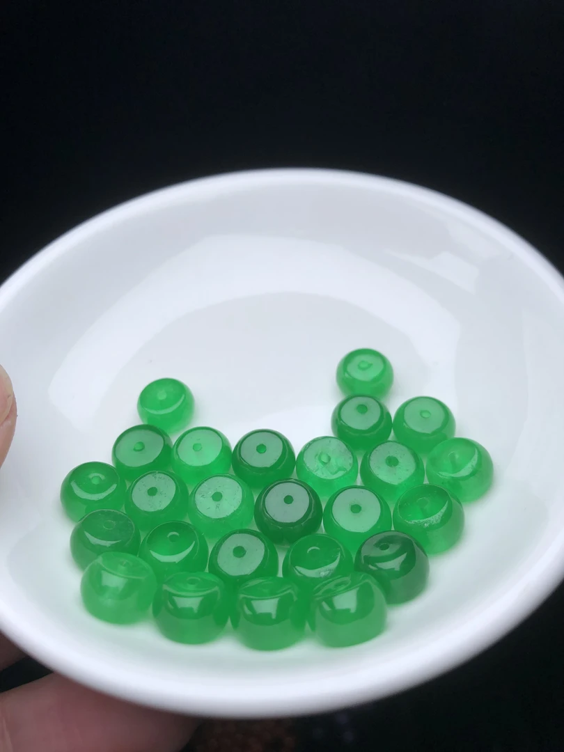 冰绿算盘珠卡9+翡翠散珠一颗/多样性发货