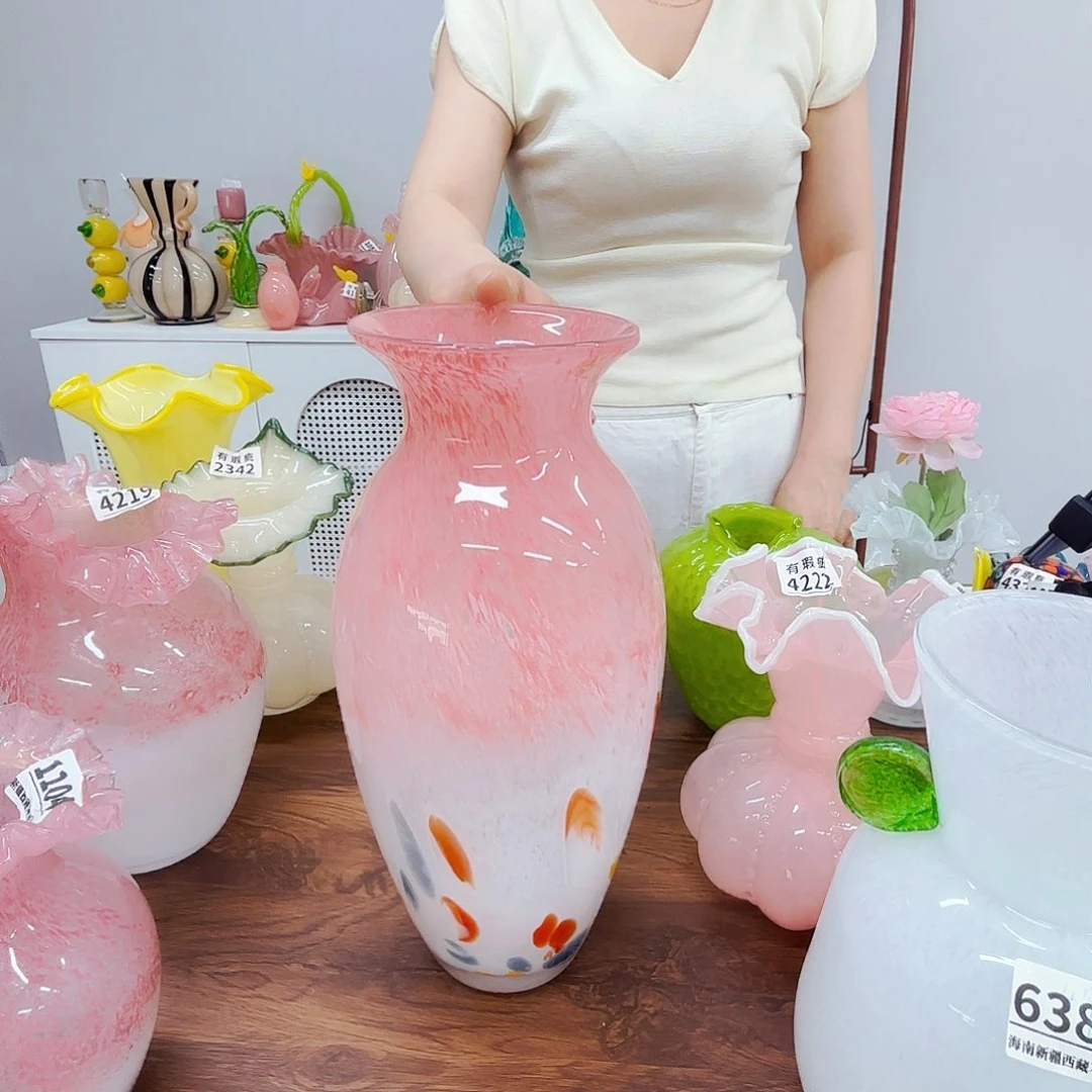 粉花瓶瑕安妮花瓶花器摆件