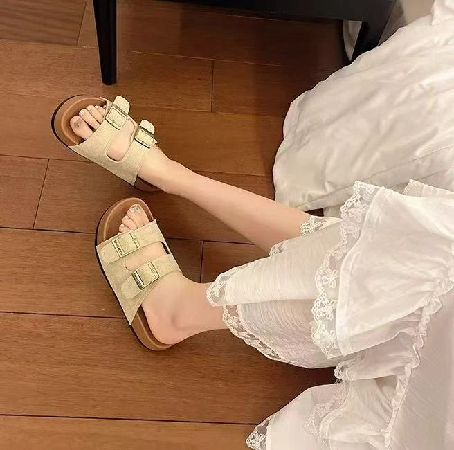 357-厚底勃肯拖鞋一字带沙滩拖鞋（3CM）