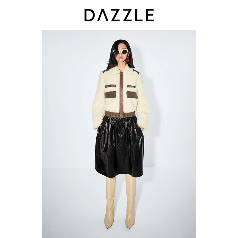 专选【上新】DAZZLE地素奥莱 半身裙环保皮中长裙2I1S202
