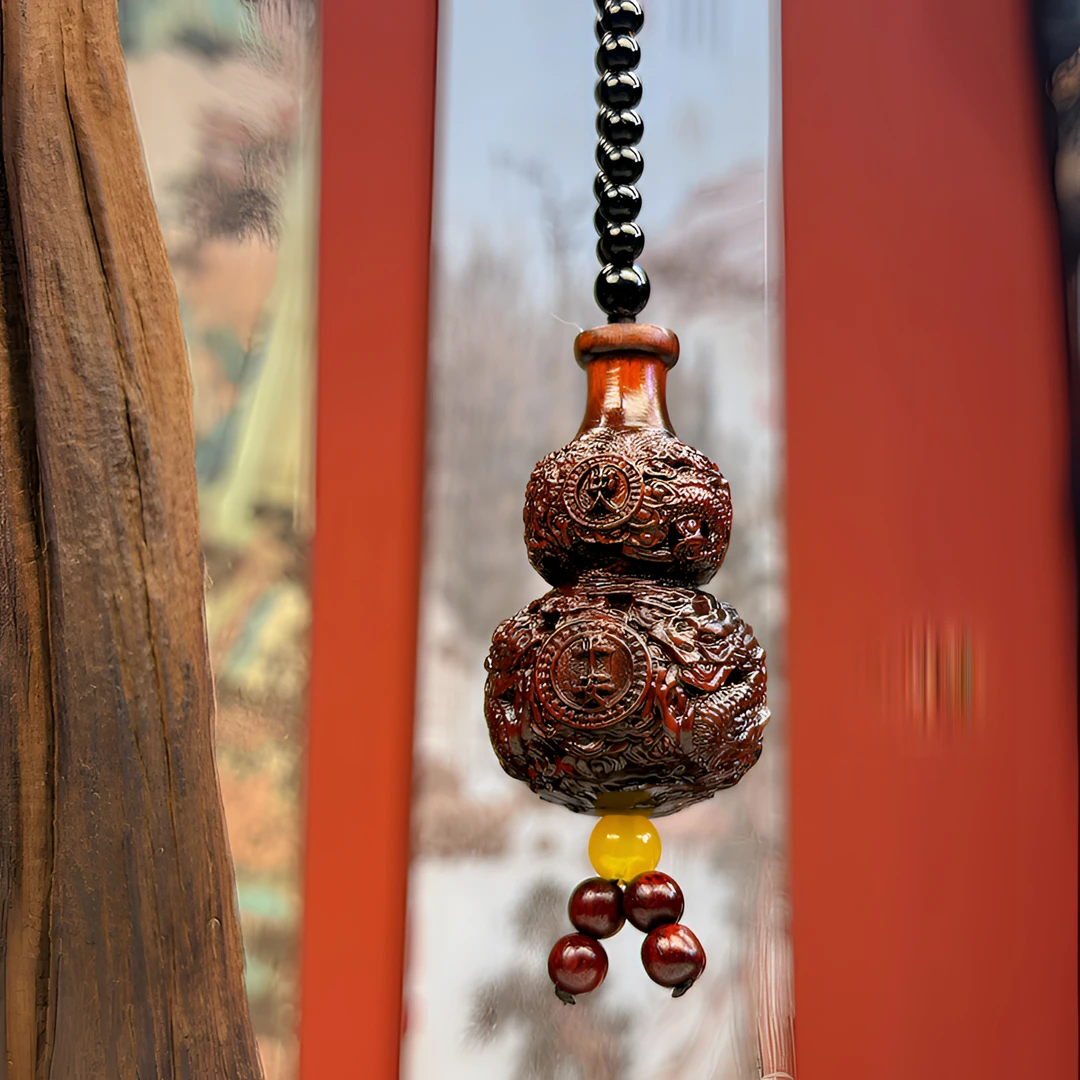 精品 盘龙葫芦 镂空精雕紫檀木 可盘玩 可车挂