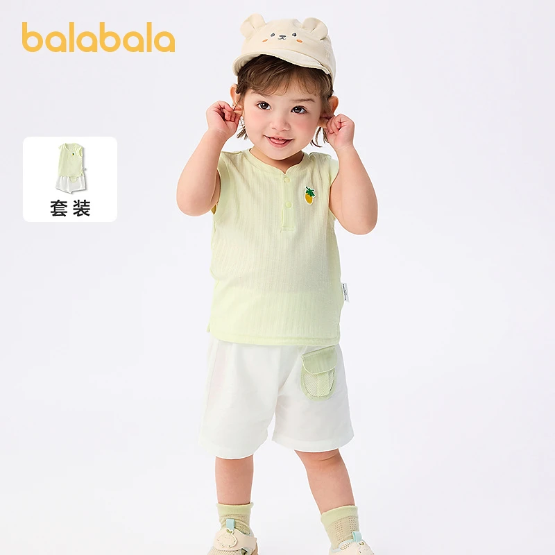 【商场同款】巴拉巴拉宝宝无袖套装夏装男童两件套2025新款时尚潮