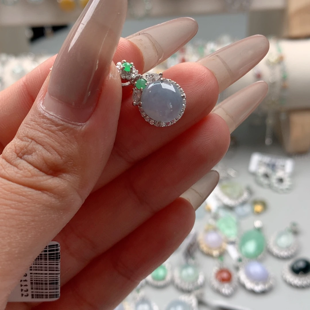 翡翠银S925镶嵌颈饰吊坠