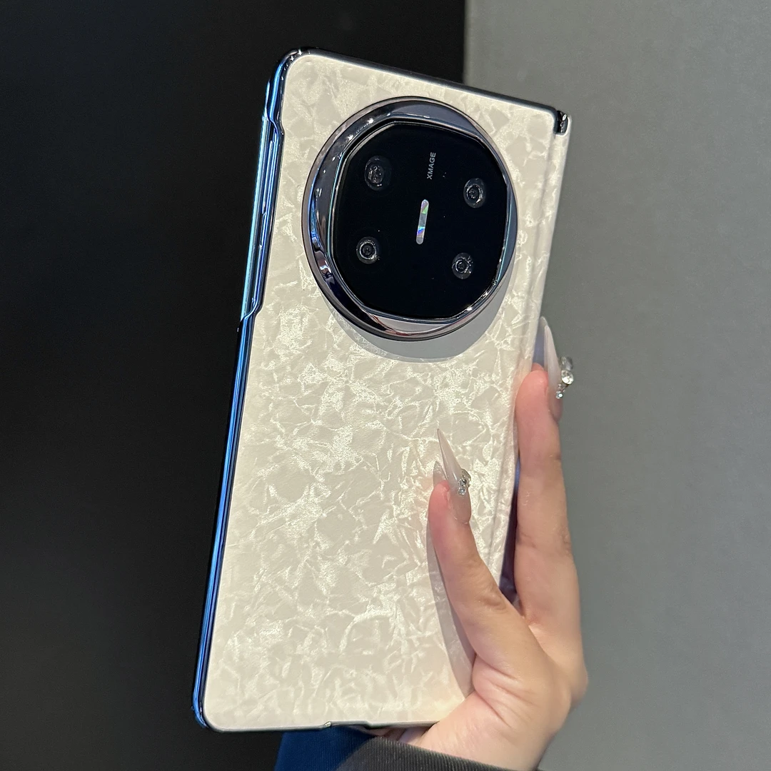 适用华为matex6手机壳ins风高端丝绒贝壳纹皮质折叠屏防摔保护套