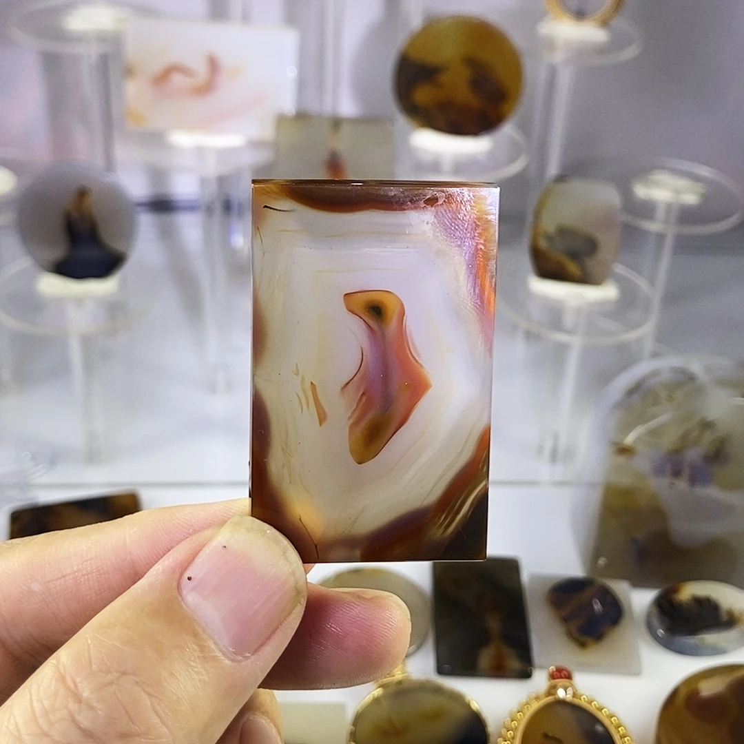 合成碳硅石非金属时尚图纹画面石饰品