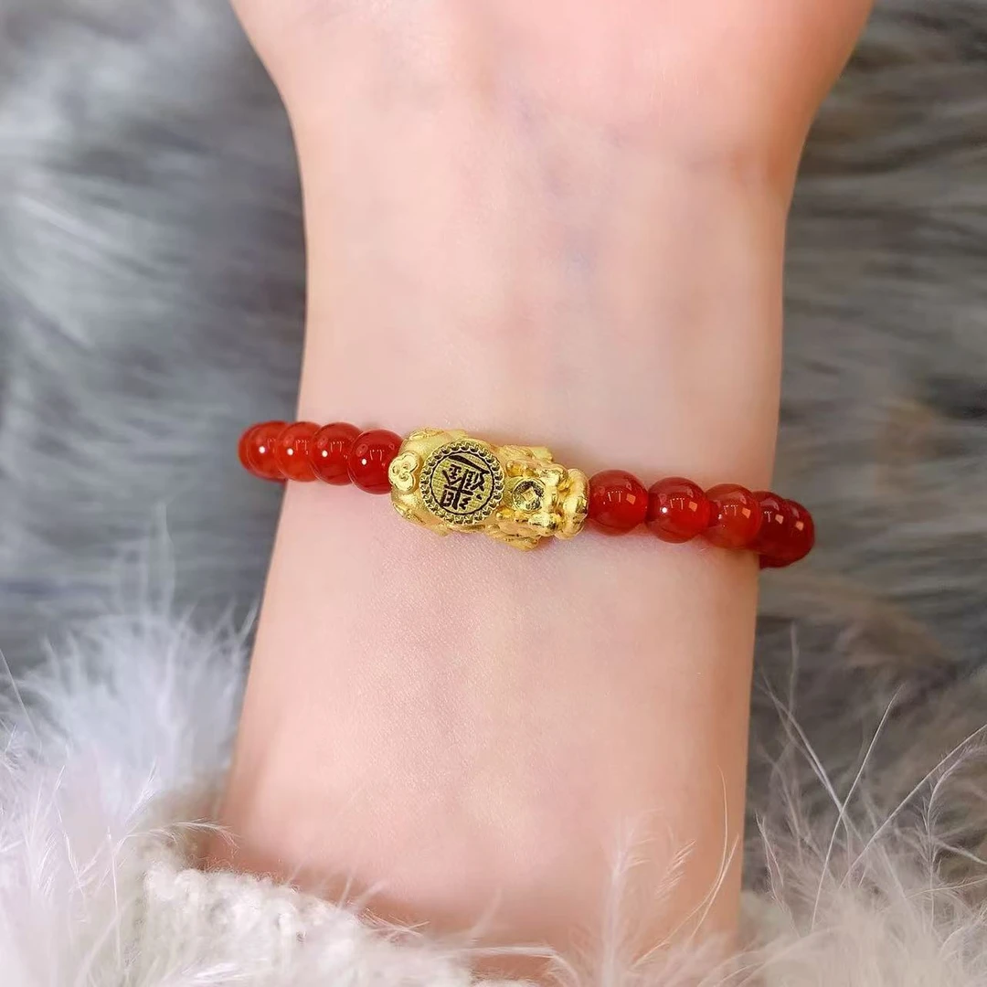 【伟新源】足金999 硬金精品 转转日进斗金貔貅手串1.72克（卡6mm）