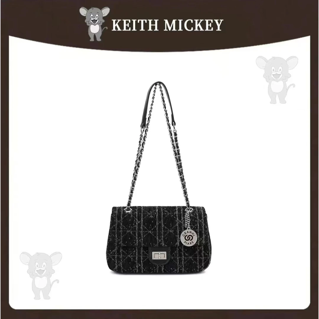 KEITH MICKEY/秋冬潮流百搭单肩斜挎包KM8006黑色