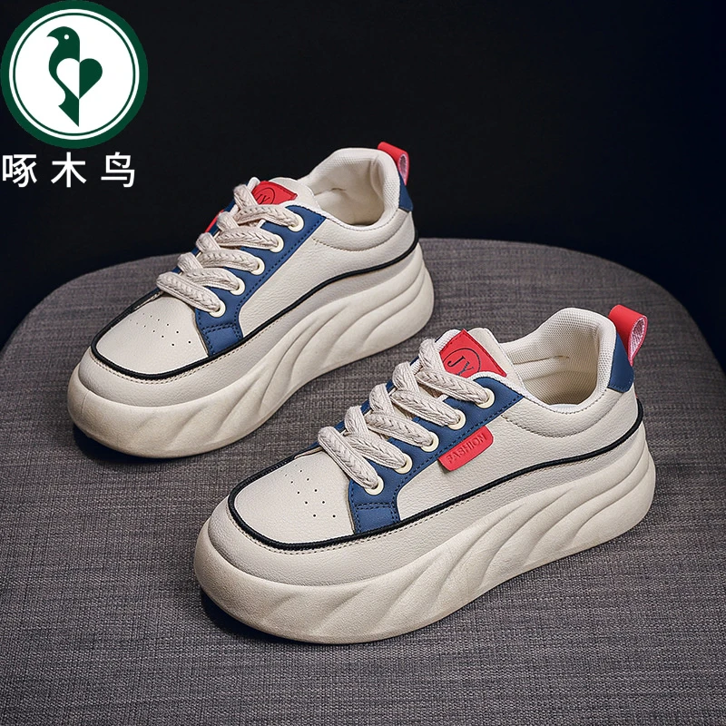 【正品】啄木鸟2025春春季小白鞋新款韩版女学生厚底运动板鞋休闲鞋
