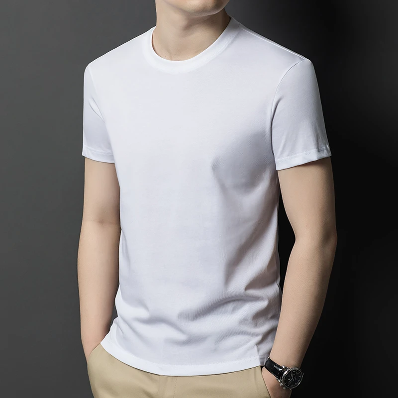 2025新款短袖t恤男棉夏季装薄款圆领宽松半袖白 T男士打底体恤衫