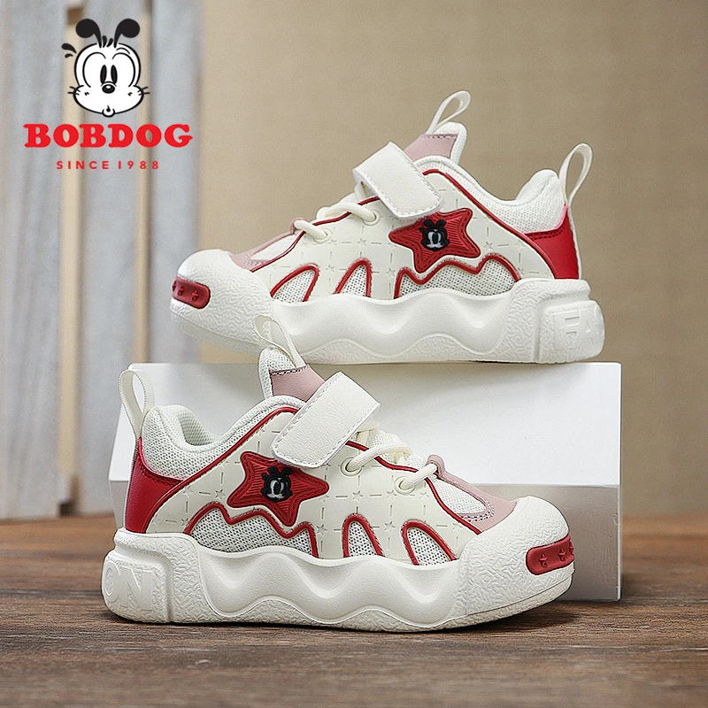 Bobdog/巴布豆2025秋季新款男女童网面透气防滑软底轻便潮流童鞋