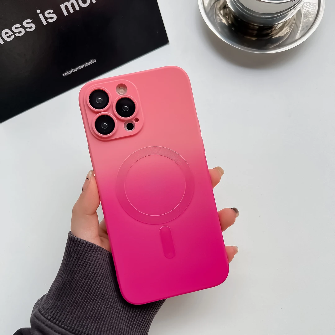 适用苹果16pro手机壳iPhone15promax双色渐变磁吸散热防摔保护套
