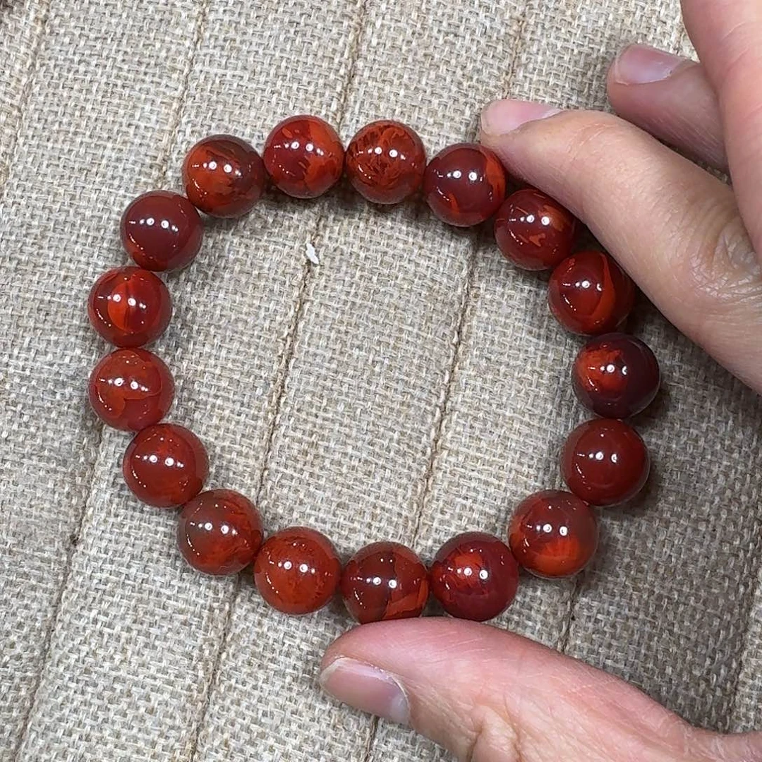 南红玛瑙未镶嵌手链手串原矿南红牛血火焰纹12➕