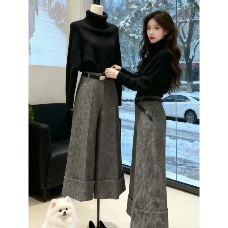 秋冬穿搭一整套今年流行时尚巨好看女人味气质韩系针织衫毛衣套装