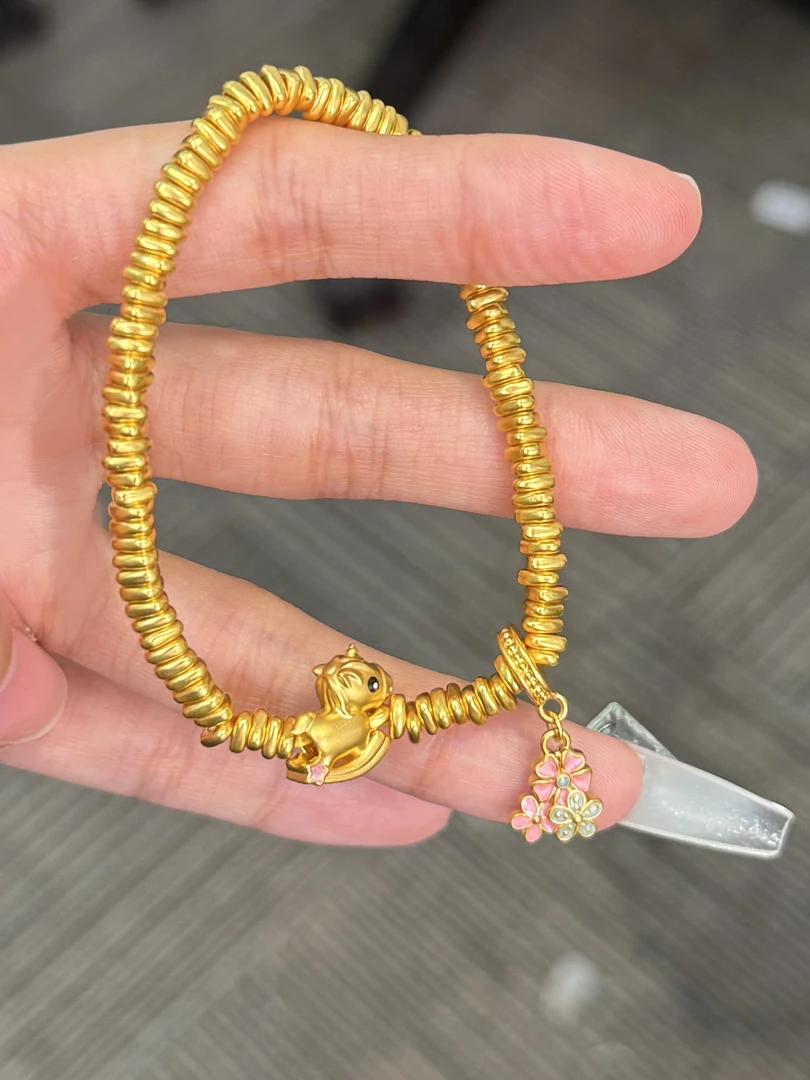 足金999 木马花花手串