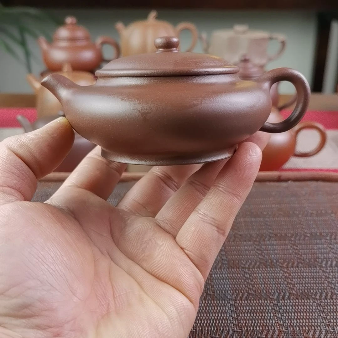 紫砂茶壶紫泥虚扁180CC