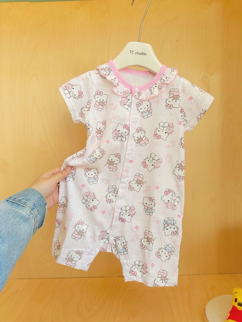 【Kt】外贸女爬服婴儿卡通哈衣透气纯棉女童印花夏款宝宝