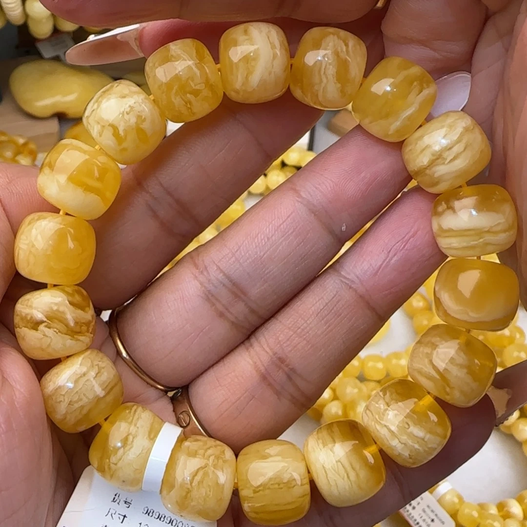 蜜蜡未镶嵌手链虎皮妖花老型手串