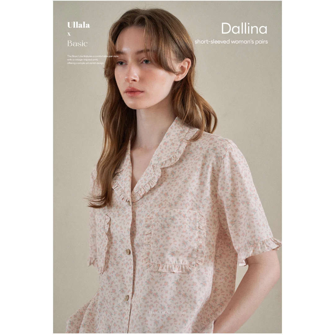 Ullala乌拉拉进口家居服女夏季短袖短裤碎花甜美睡衣25223
