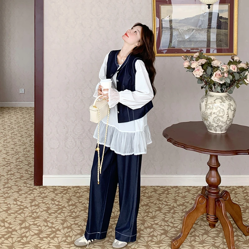 显瘦爆款超火牛仔马甲洋气套装女2025气质新款ootd松弛感两件套