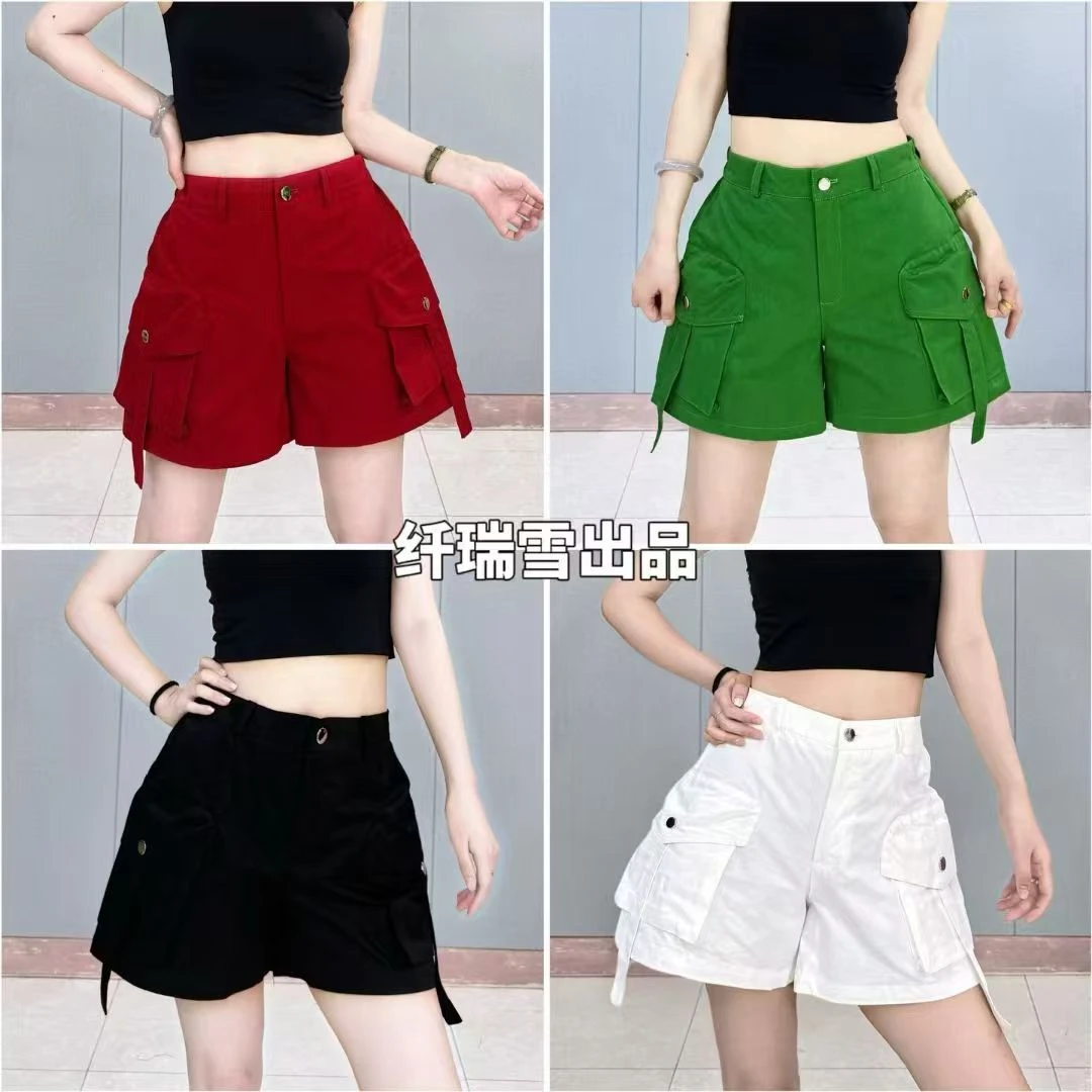 【524款工装短裤】时尚潮酷高腰洗水棉工装短裤