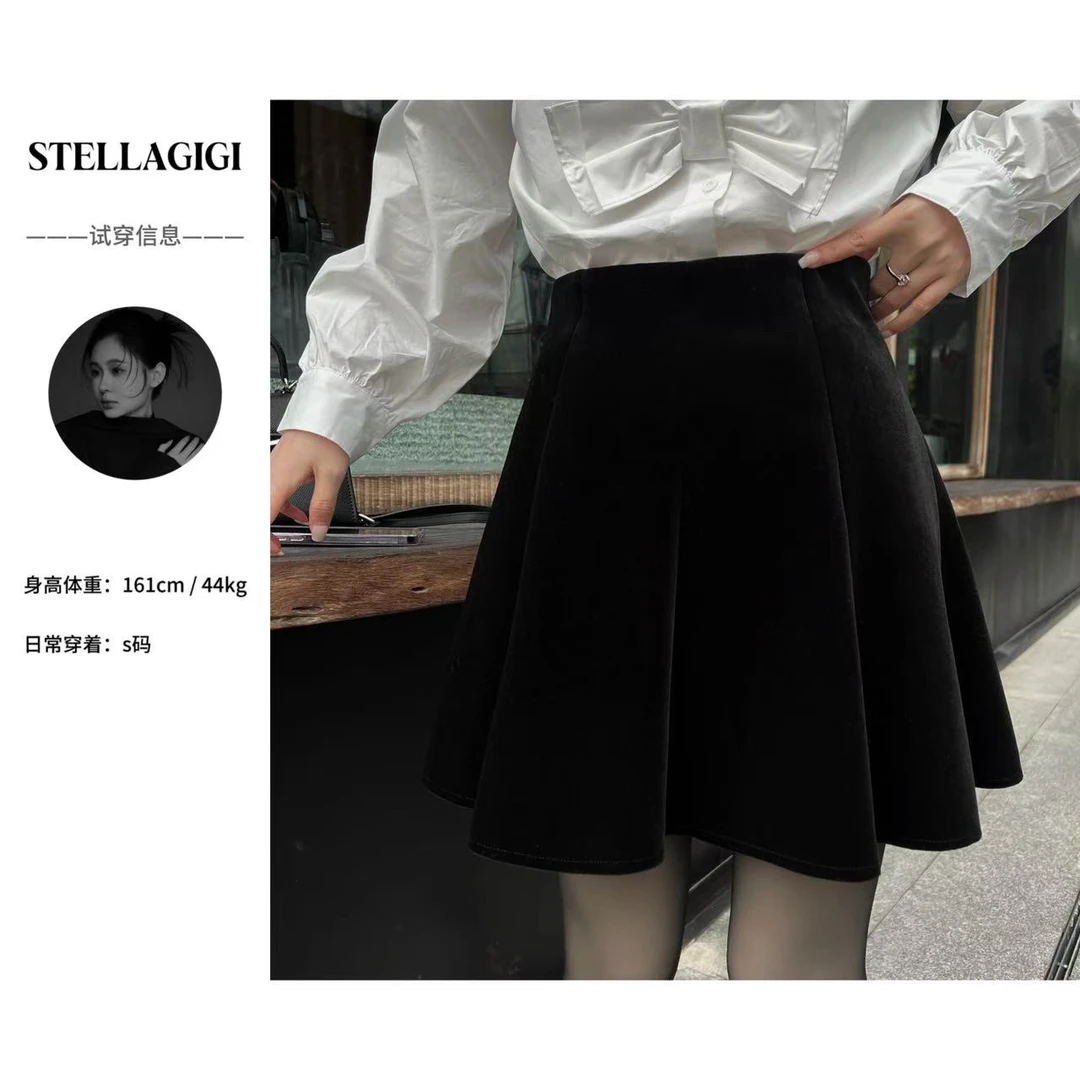 SG / 郭幂幂 AW 丝绒小黑裙 高级感显瘦百搭蓬蓬短裙Q-20242385