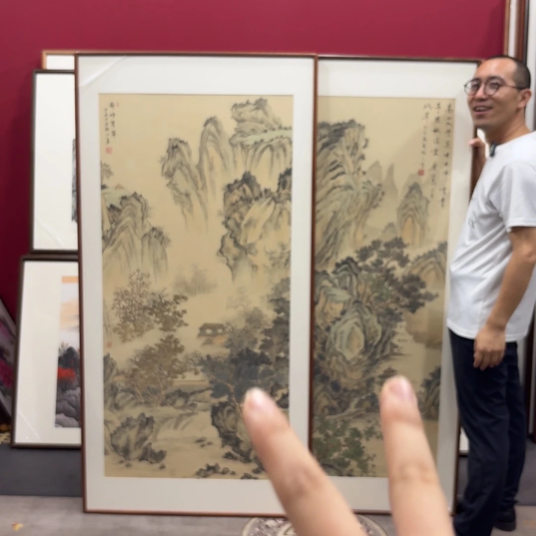 世***舍国画带框绘画作品