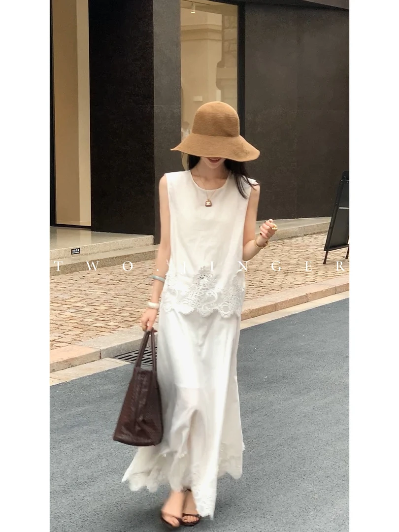 二静子 极简约静奢（香榭丽舍）高级感拉满的水溶绣花套装CX91919