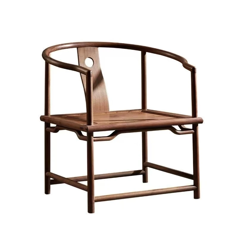 实木榆木圈椅茶室新中式禅意太师椅圈椅茶椅主人椅餐椅子落地花架