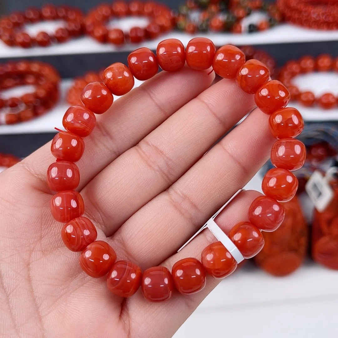 手串未镶嵌南红玛瑙瓦西辣椒红老型单圈9mm