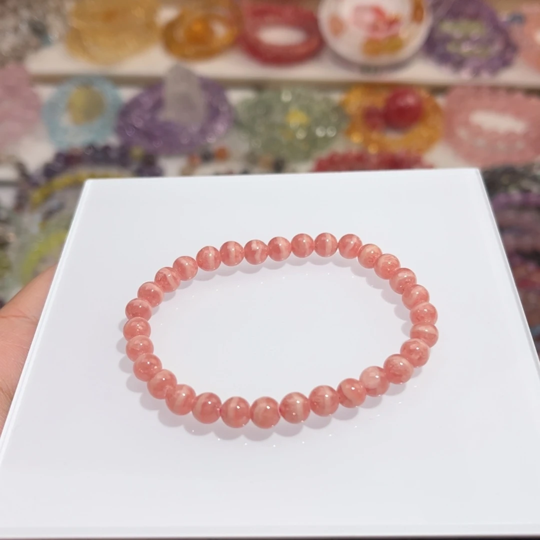 水晶手链未镶嵌5m红纹石五花肉单圈