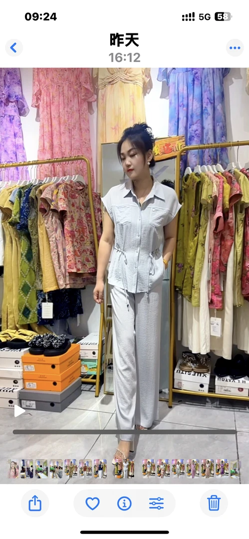 时尚纯色夏季中老年女装翻领短袖衬衫套装收腰显瘦