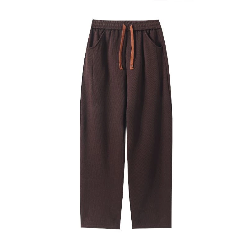 秋冬男士加绒香蕉阔腿直筒裤子高腰抽绳松紧腰休闲百搭原创