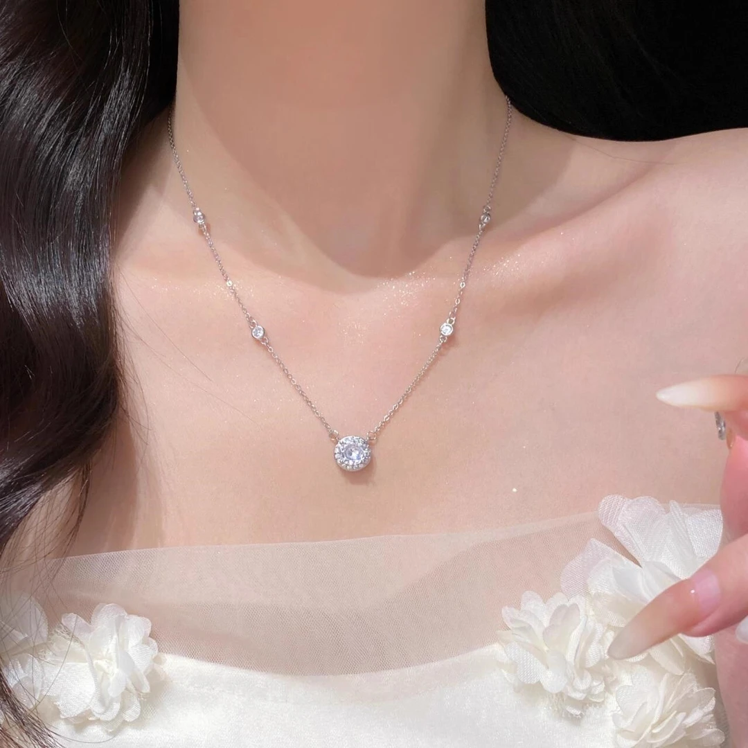 坠链均足银 999纯银星点项链女轻奢小众高级锁骨链生日礼物送女友