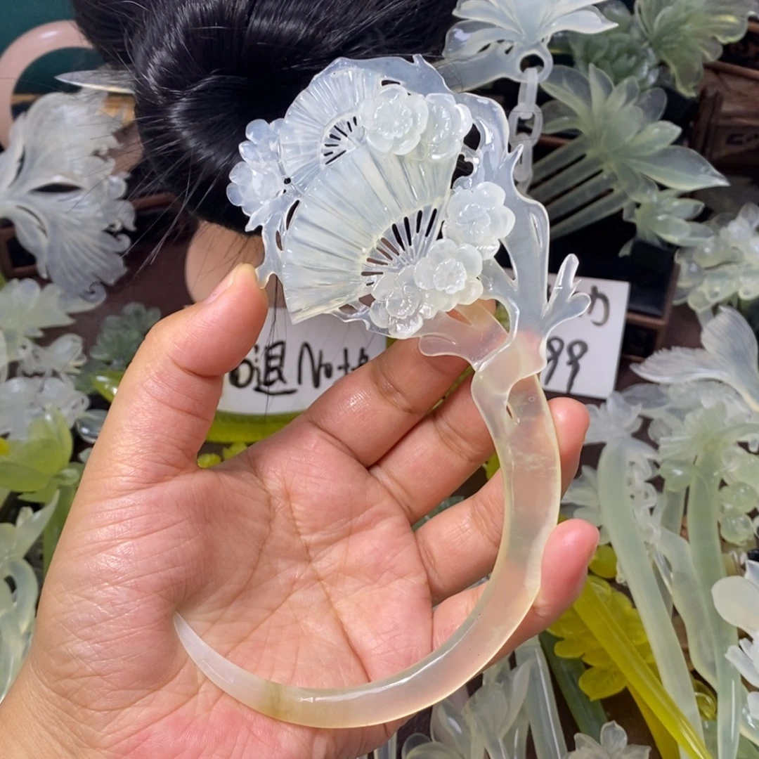 蛇纹石玉未镶嵌发饰