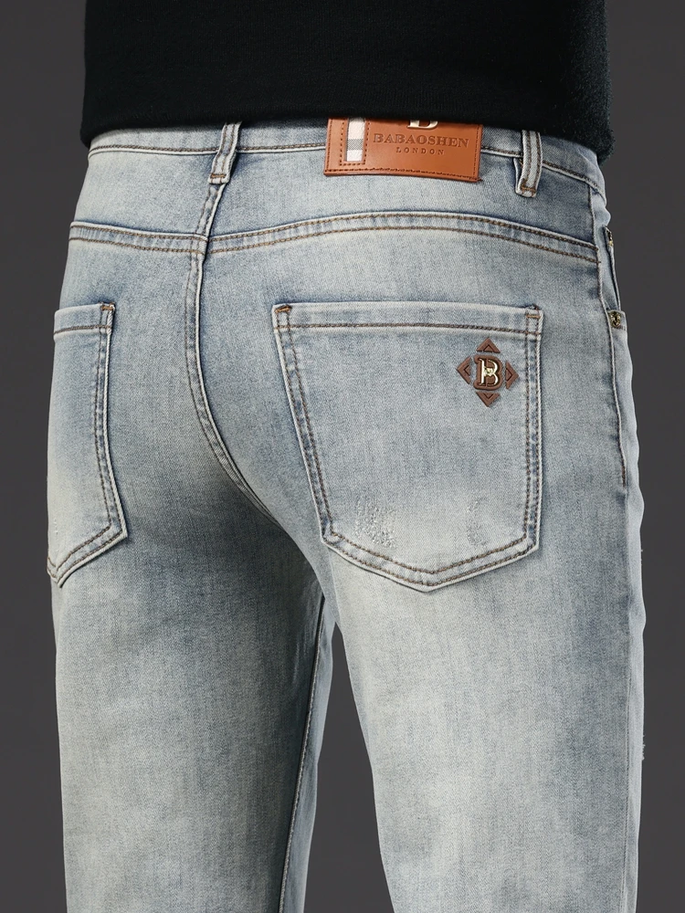 2025秋季新款男士韩版牛仔裤秋冬款修身时尚潮流弹力百搭休闲裤子