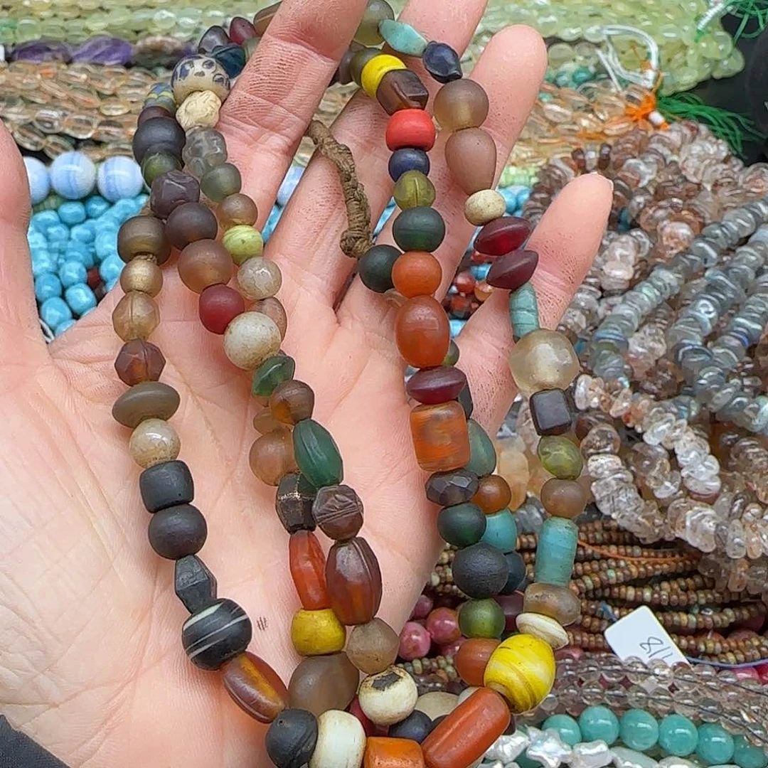 玛瑙/玉髓珠宝半成品合金老琉璃一条