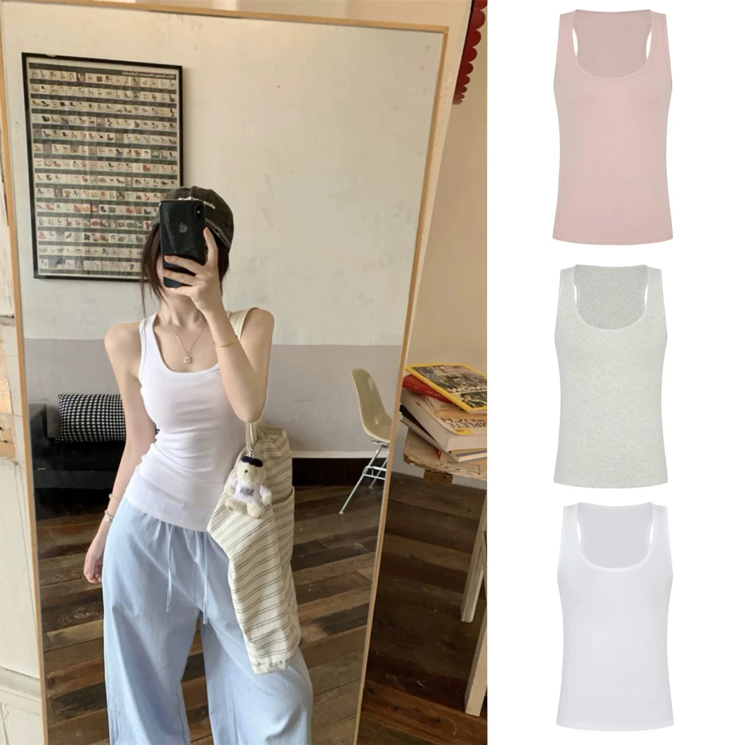 辣妹性感低u领外穿小背心秋季新款白色修身弹力内搭吊带上衣女装