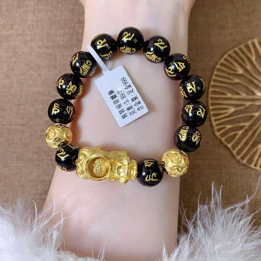 【伟新源】足金999 硬金精品 转转福袋貔貅手串6.64克（卡12mm）